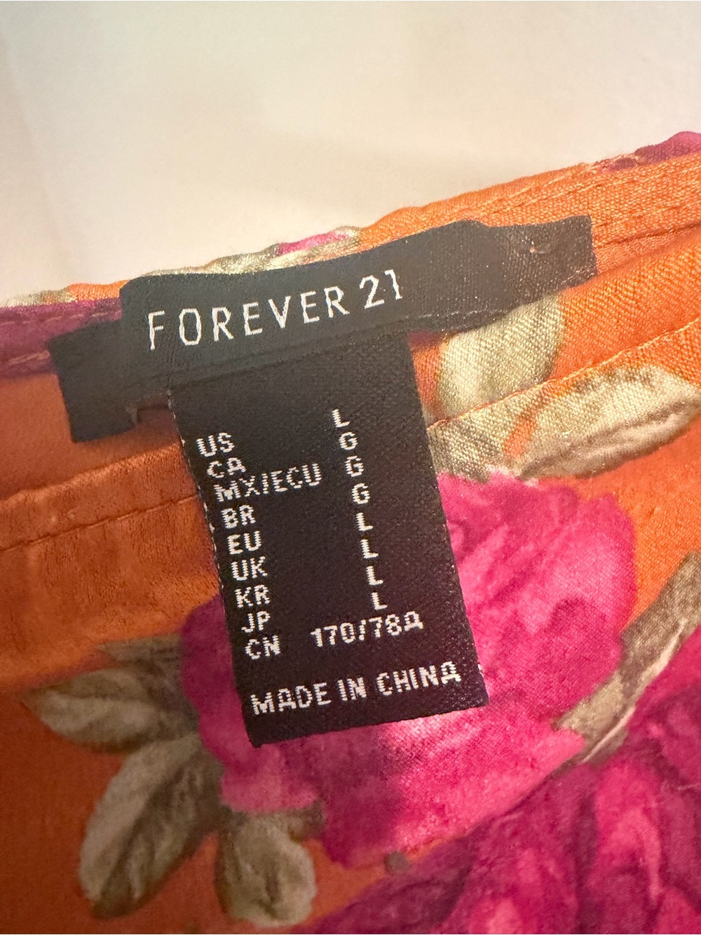Forever 21 Orange Satin Mini Skirt with Pink Rose Print - Picture 3 of 4